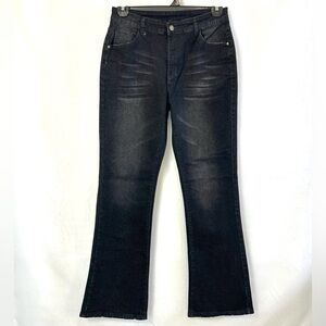 NWT Pantalon Women’s Black Distressed Bootcut High Waist Jeans XL (14)